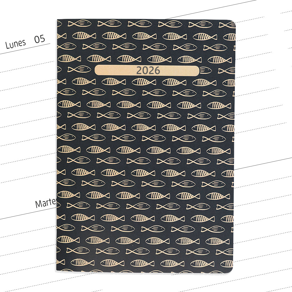 Planner agenda semanal con fechas Peces