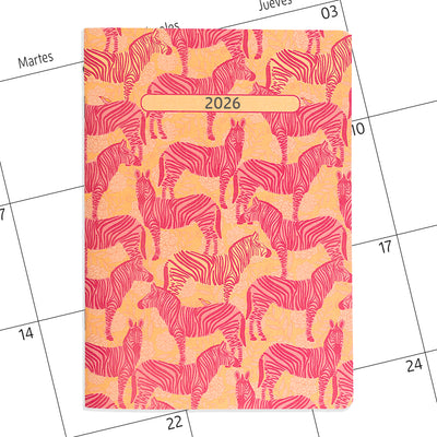 Planner agenda 2026 mensual con fechas Cebras