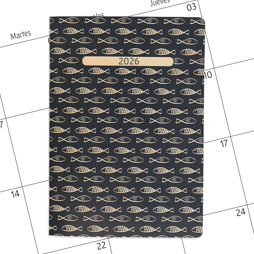 Planner agenda mensual con fechas Peces