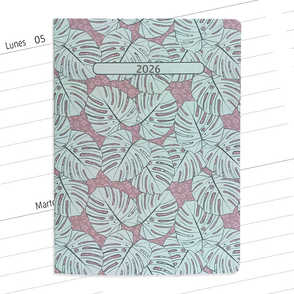 Planner agenda semanal con fechas Monsteras Azul