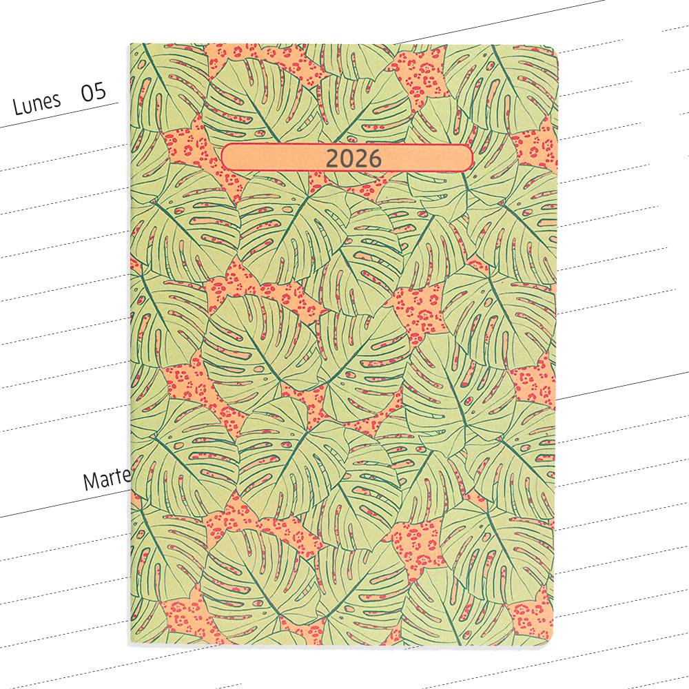 Planner agenda semanal con fechas Monsteras Verde
