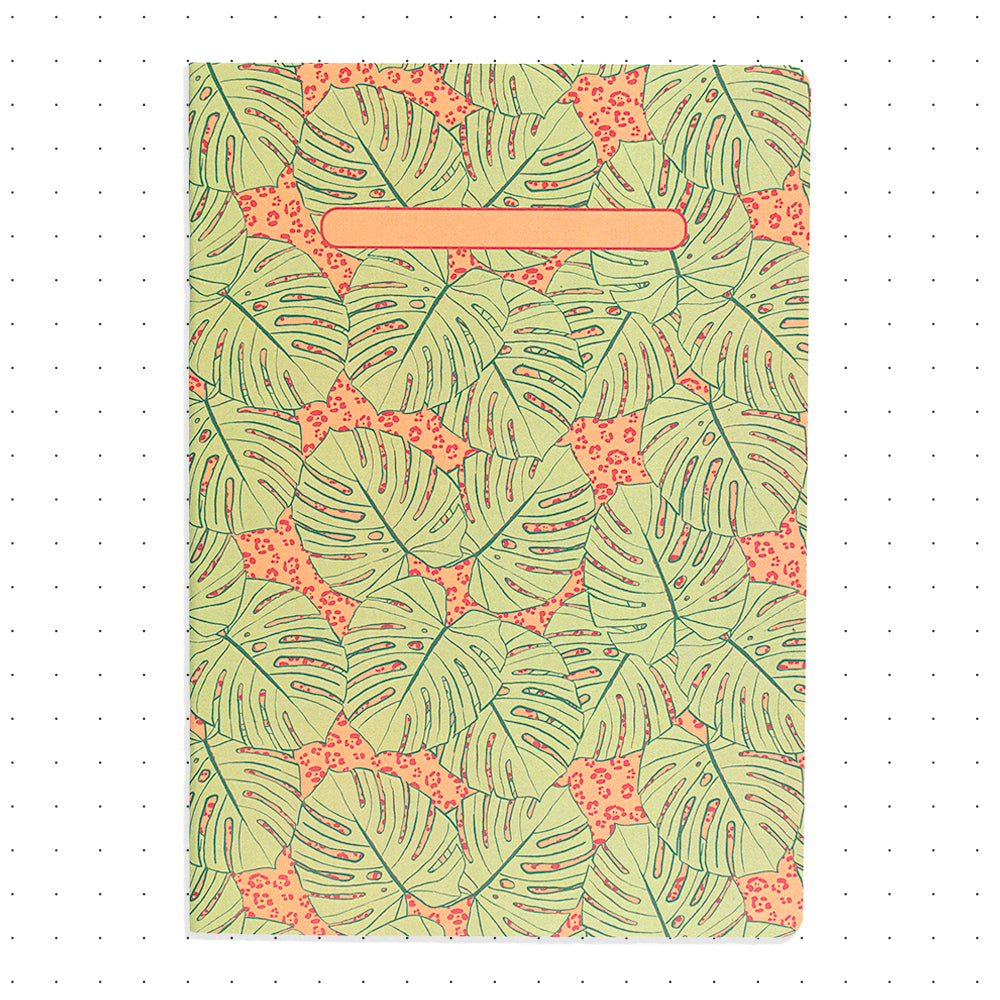 Libreta cuaderno con puntos Monsteras Verde