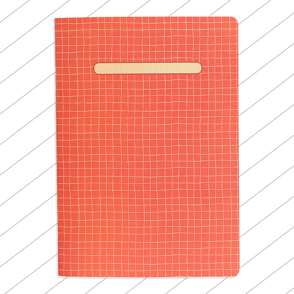 Libreta cuaderno pautado líneas Cuadrilla Naranja