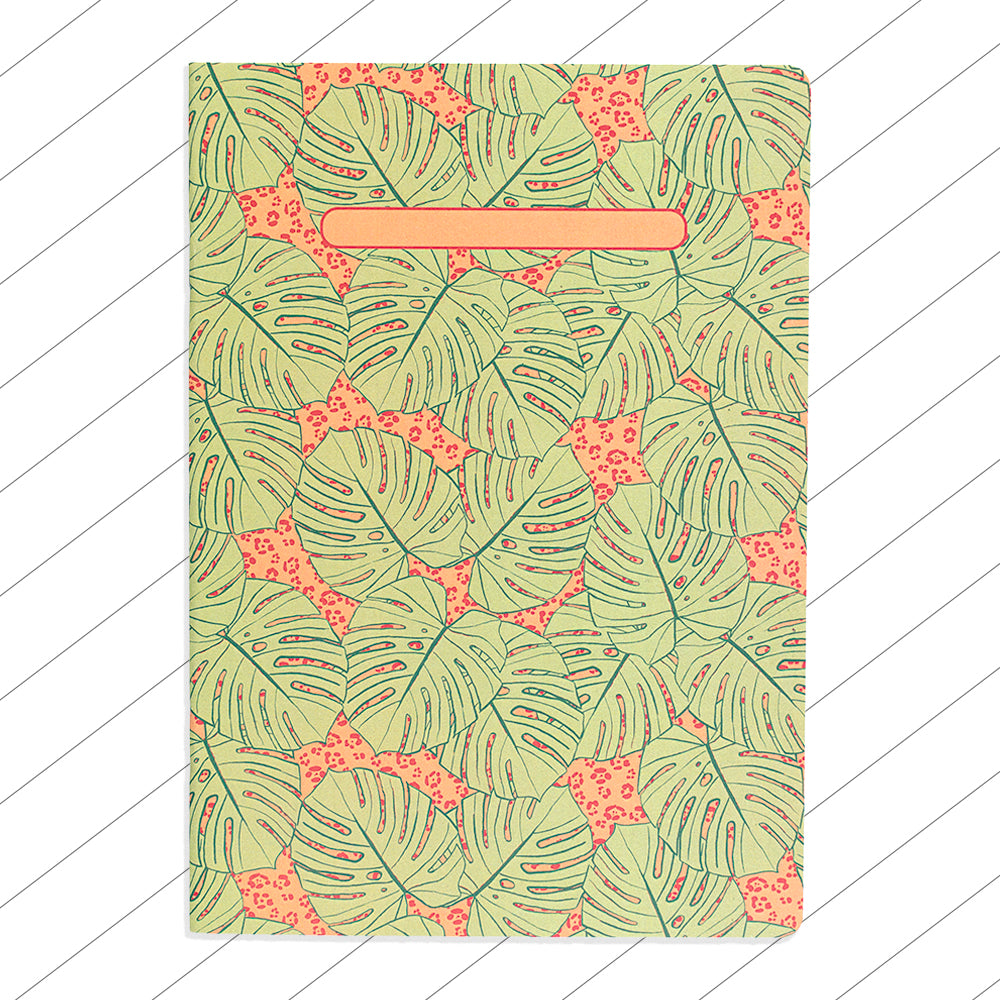 Libreta cuaderno pautado líneas Monsteras Verde