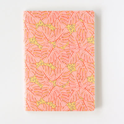 Libreta hojas blancas recicladas A5 - Monsteras Rosa