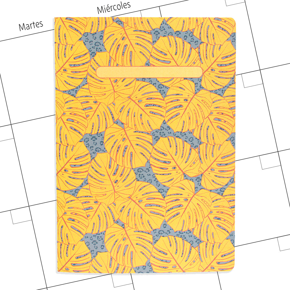 Planner agenda mensual sin fechas Monsteras Amarillo