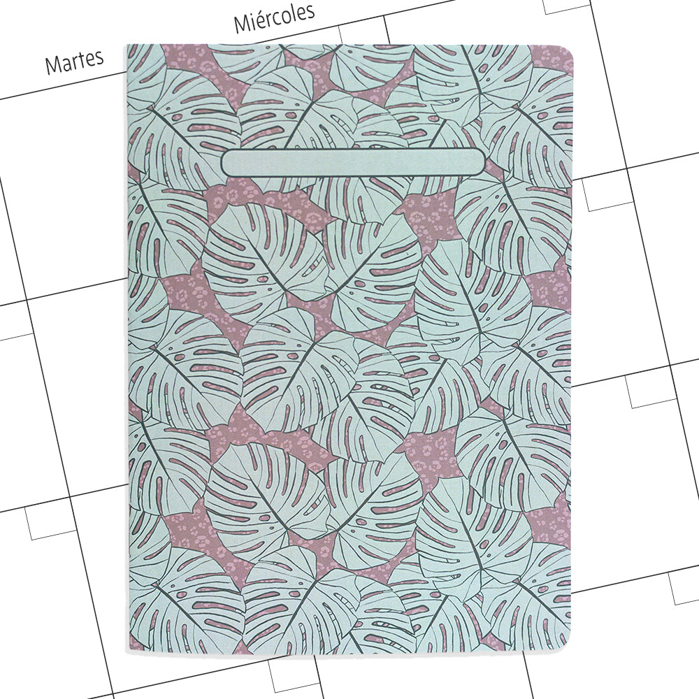 Planner agenda mensual sin fechas Monsteras Azul