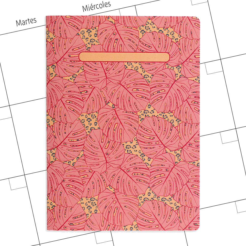 Planner agenda mensual sin fechas Monsteras Rosa