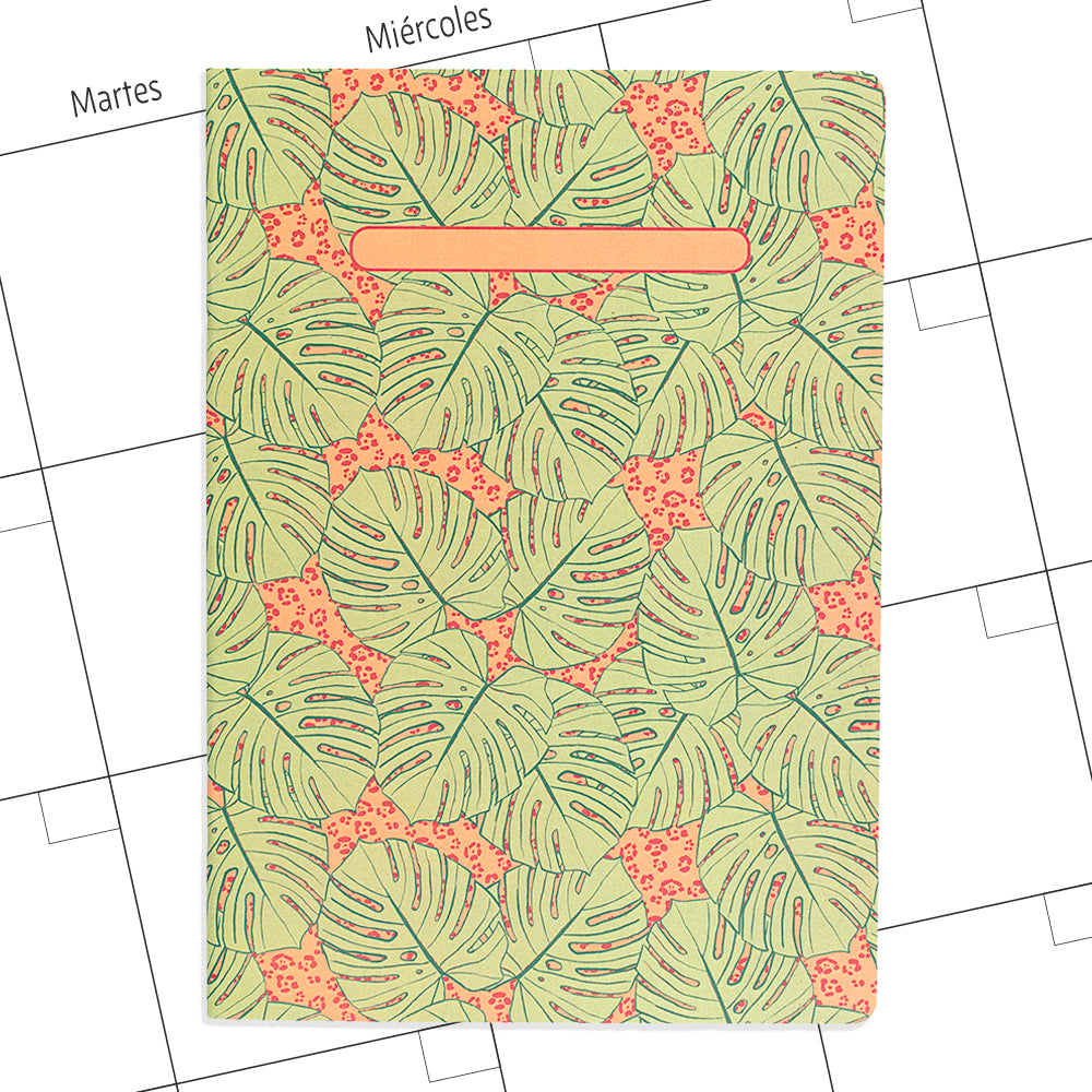 Planner agenda mensual sin fechas Monsteras Verde