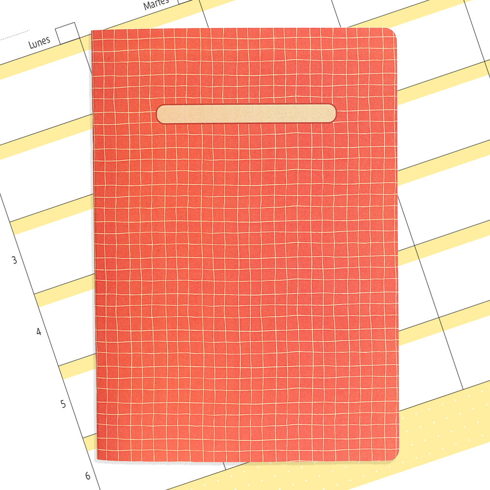 Planner docente/estudiante con períodos de clase - Cuadrícula Naranja
