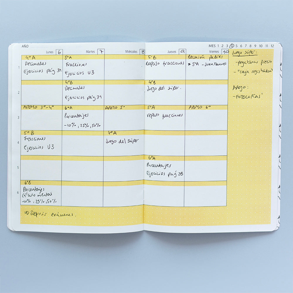 Planificador docente/estudiante con períodos - trimestral