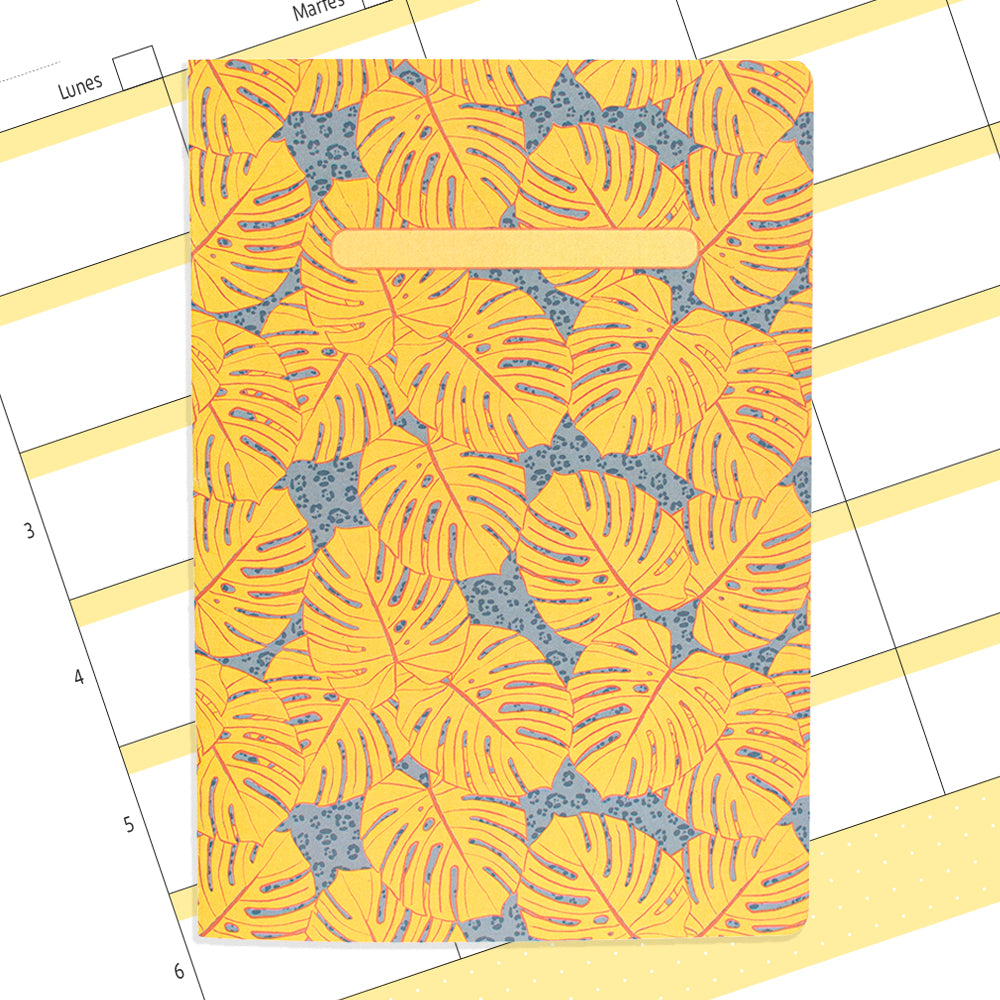 Planner docente/estudiante con períodos de clase Monsteras Amarillo