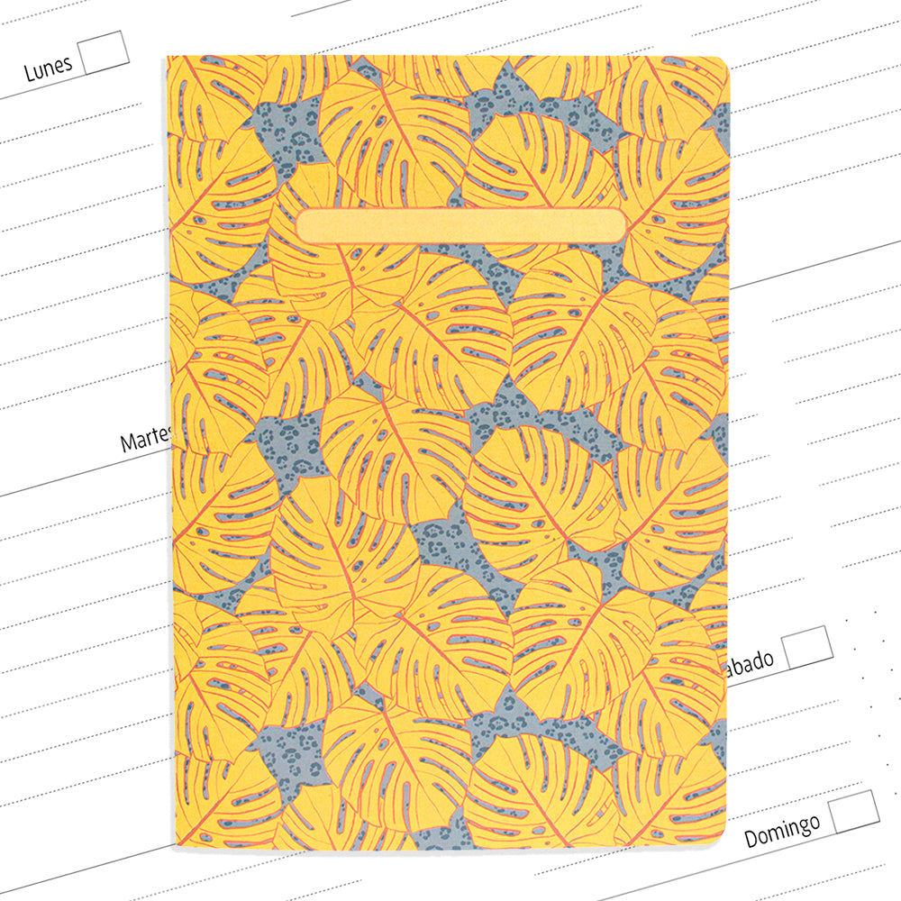 Planner agenda semanal sin fechas Monsteras Amarillo