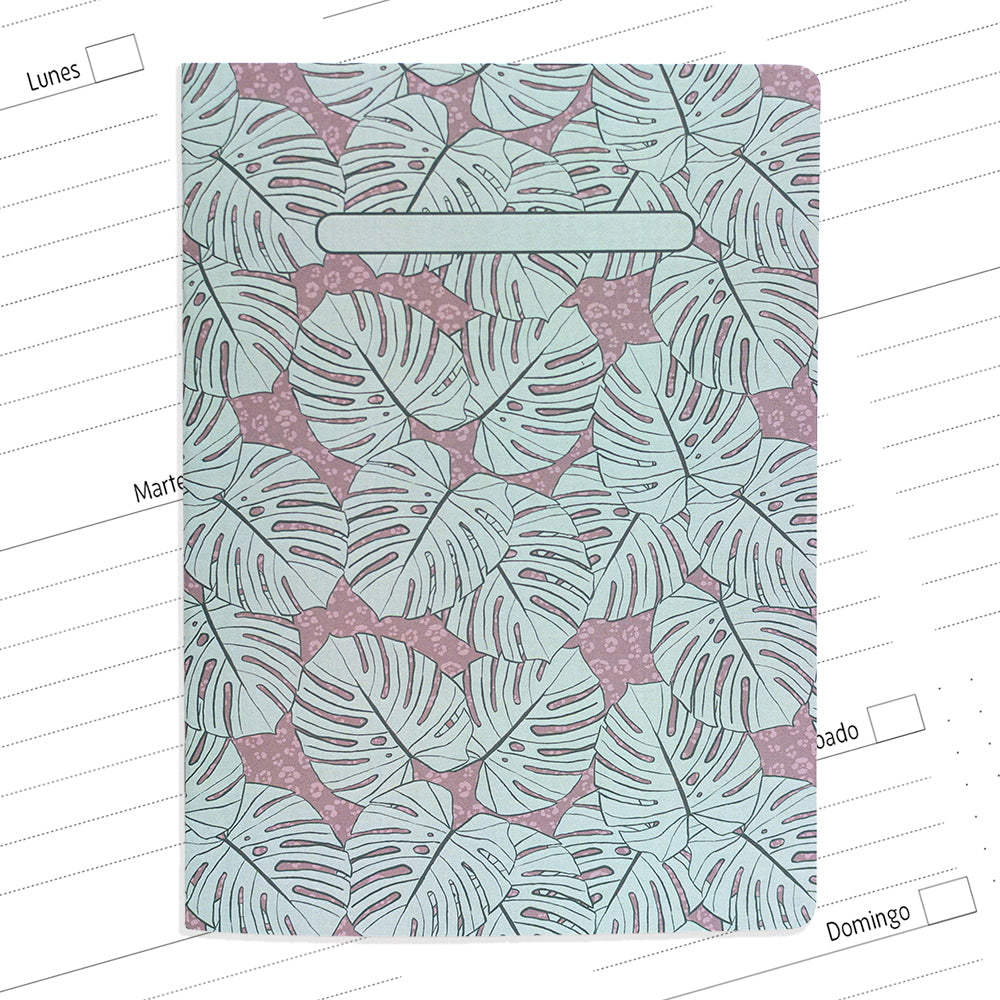Planner agenda semanal sin fechas Monsteras Azul