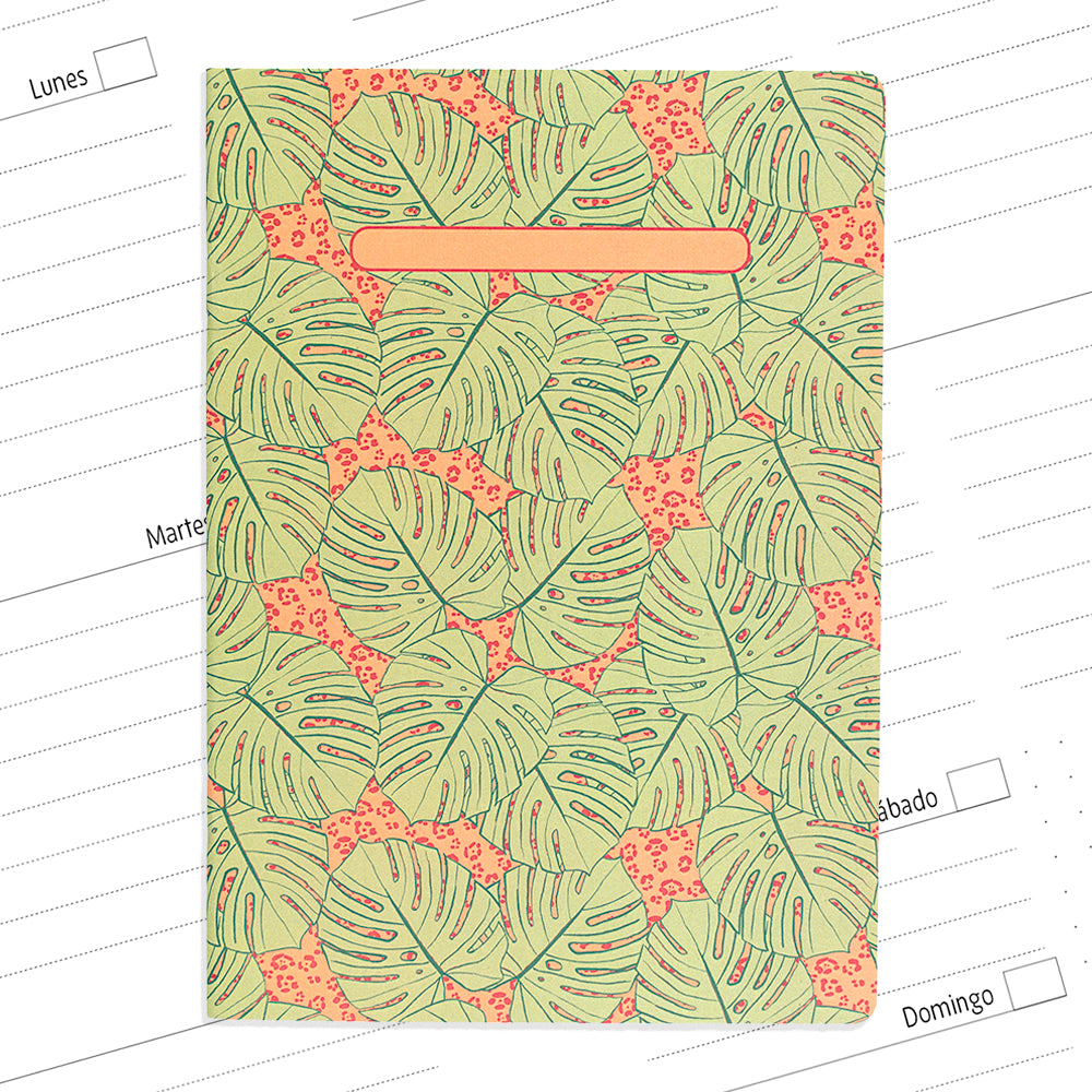 Planner agenda semanal sin fechas Monsteras Verde