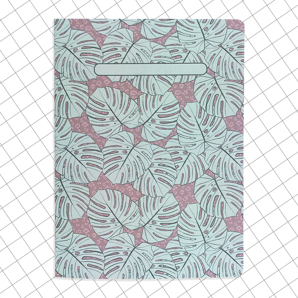 Libreta cuaderno cuadricula Monsteras Azul