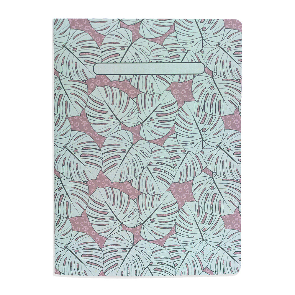 Libreta cuaderno hojas lisas Monsteras Azul