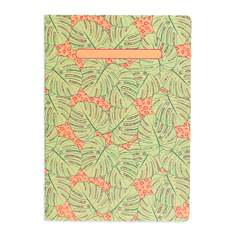 Libreta cuaderno hojas lisas Monsteras Verde